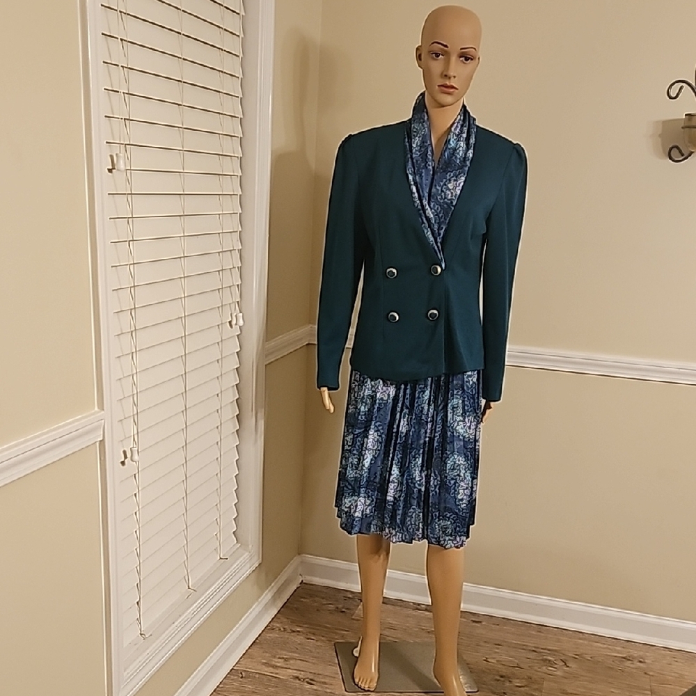 Teal Double-Breasted Blazer